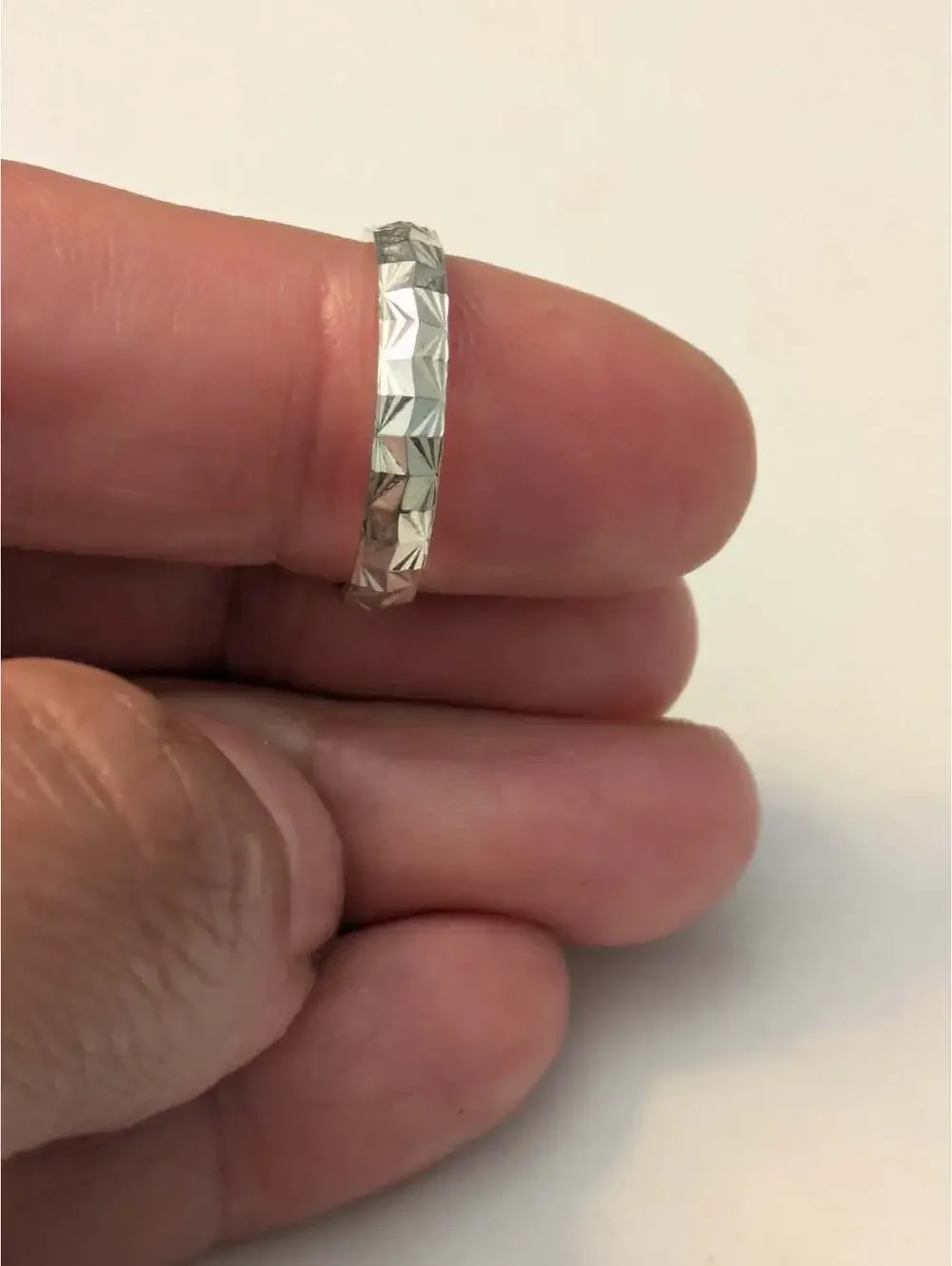 1960's italian sterling silver starburst band ring